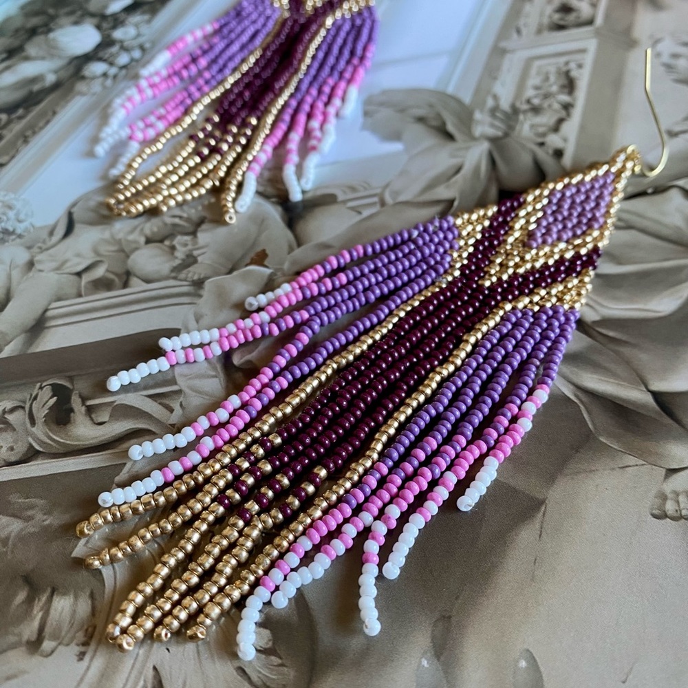 Lira Seed Bead Earrings - Picture 3 of 8